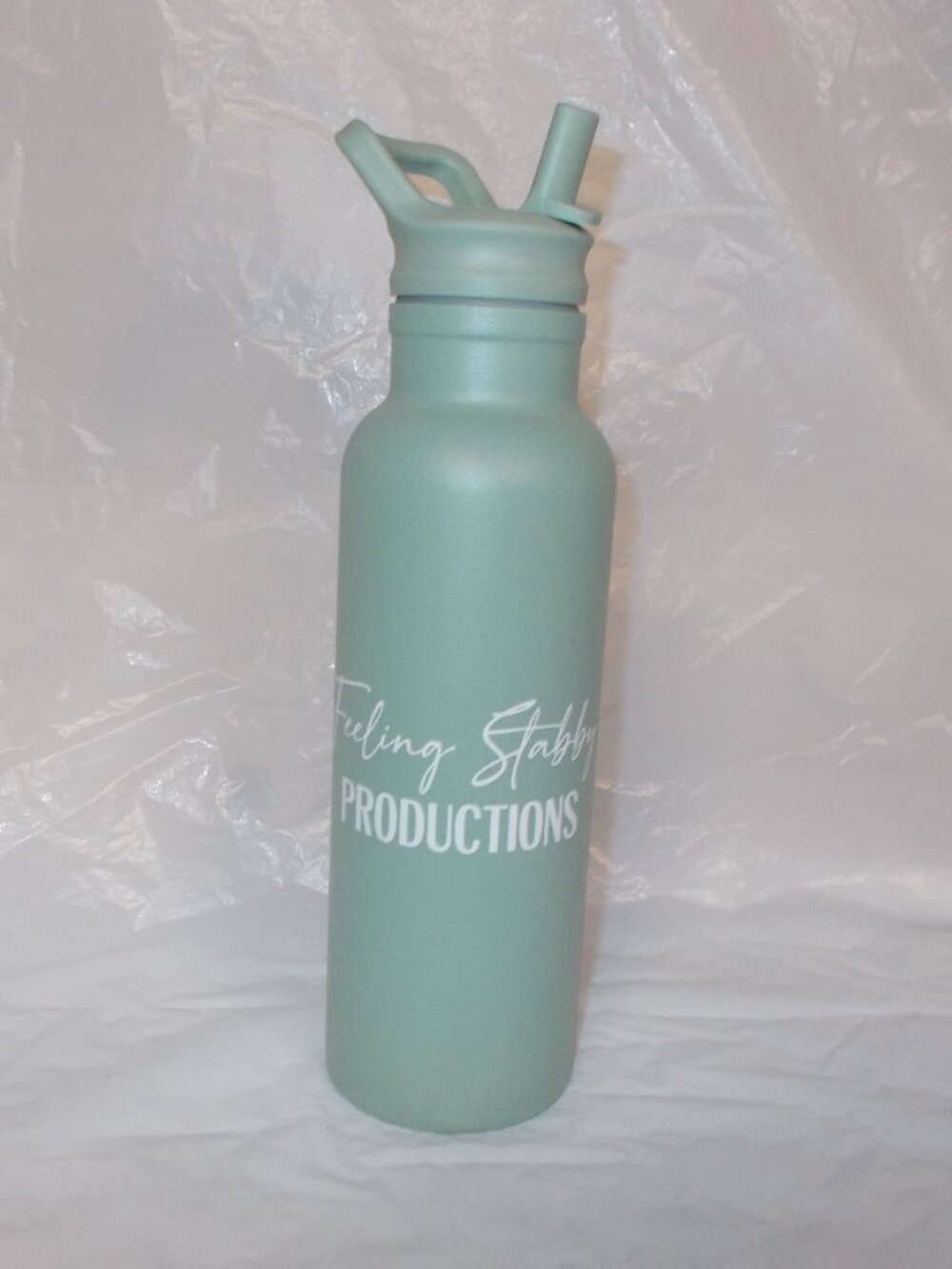 NWOT Feeling Stabby Productions stainless steel water bottle w/pop-up sipper